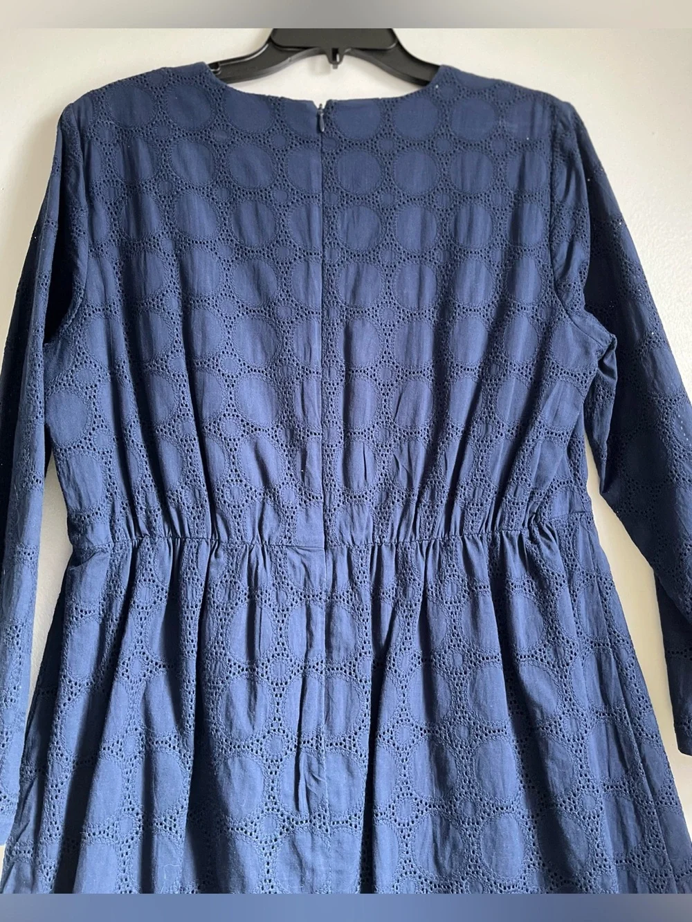 J CREW  Navy V-Neck Lace Fit-and-Flare Dress